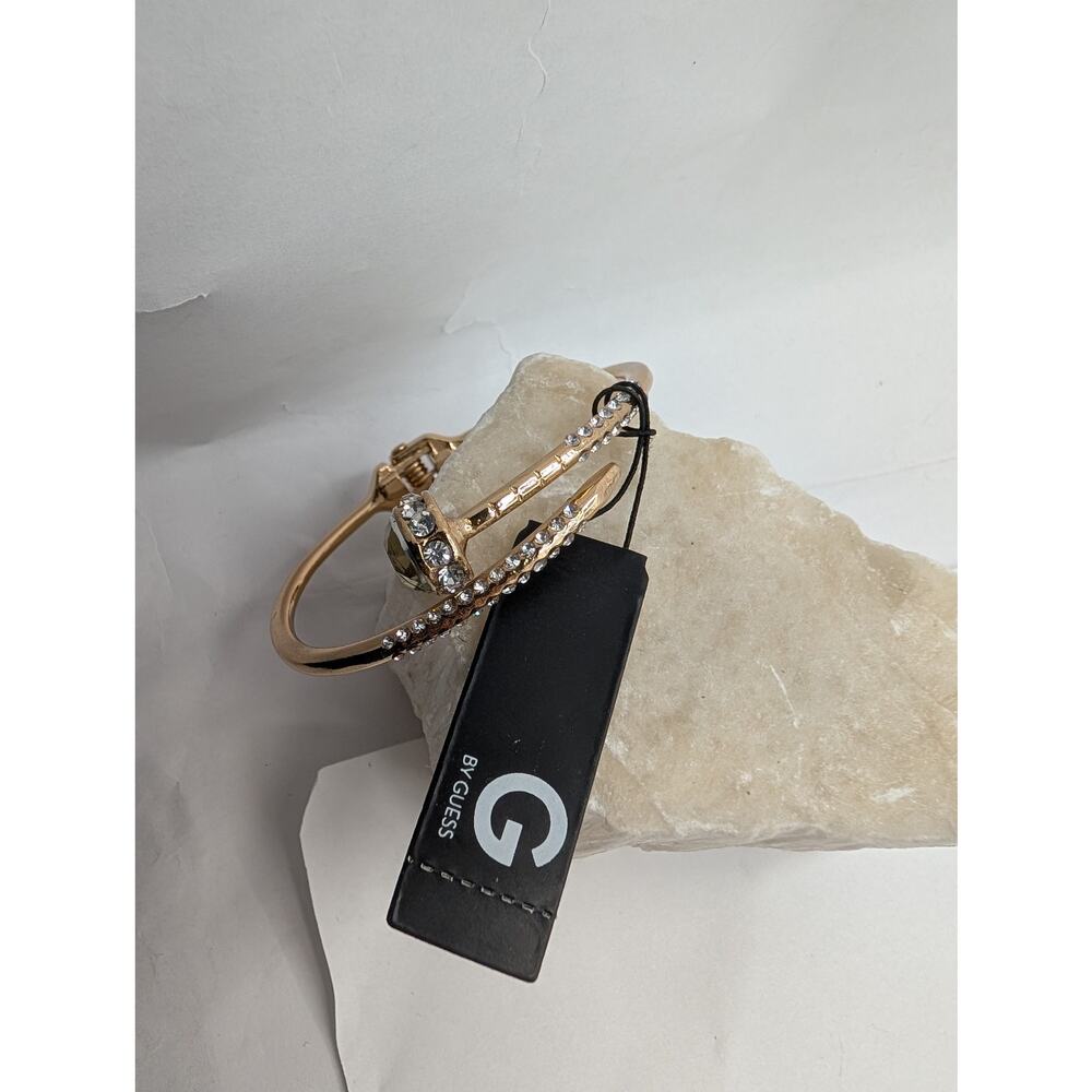 GUESS By Guess Gold Tone Pave Rhinestone Nail Head Cuff Bangle Bracelet Fashion